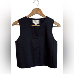 Haver & Blair Navy Scoopneck Fitted Snap Button Front Vest Top Size XS NWT